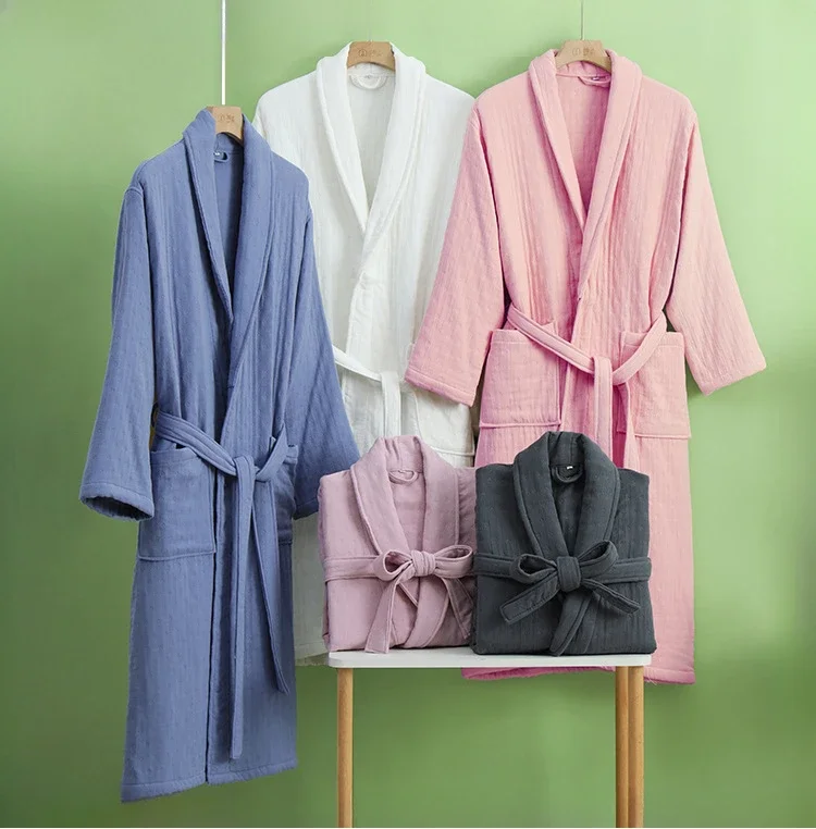 Gauze Robe Cotton Unisex Home Clothing For Men And Women Soft highly absorbent Robe Kimono Females Casual Bathrobe Sleepwear