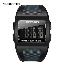 SANDA Mens Electronic Watch Fashion HD LED Display Wearable Case Waterproof Silicone Strap Men's Watches Relogio Masculino 222