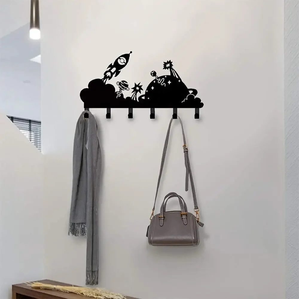 Key Holder for Wall hanging, Coat Hooks Wall Mounted,Hat Rack with 6 Hooks for Hanging,Clothes,Home,Bedroom,Entryway,Kitchen