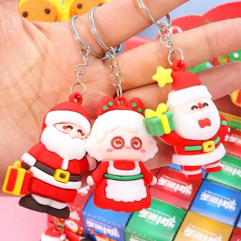 Christmas Keychain Set Cartoon Backpack Keychain 24 Colorful Wallet Charm School Bag Pendant Portable Bag Decor Small Gifts