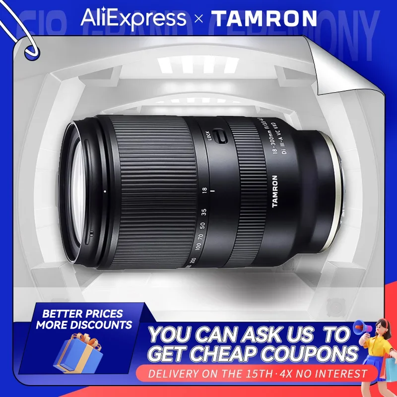 Tamron 18-300mm F3.5-6.3 Di III-A VC VXD APS-C Standard Zoom Autofocus Mirrorless Camera Lens for Sony 6400 ZVE10 18 300 3.5 6.3