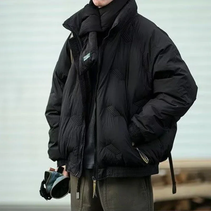 

Зимняя одежда унисекс, японское расклешенное стеганое пальто, мужская утепленная теплая водолазка, модная куртка большого размера для пар