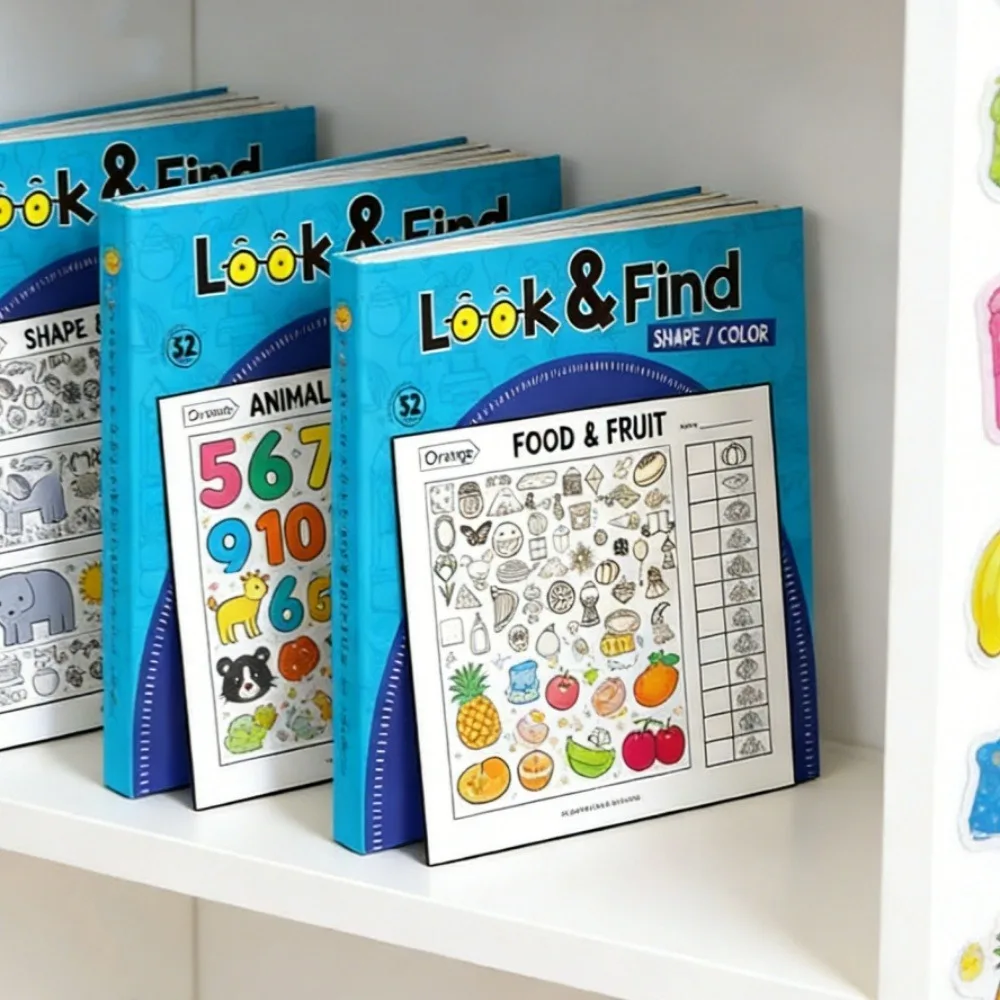 Interactive Hidden Objects Book for Youngsters Concentration Training & Educational Fun with Find and Color Puzzle School Family