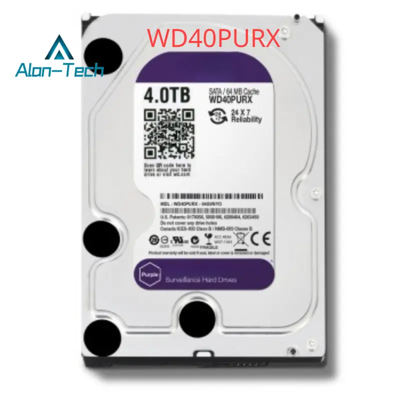 For W-D  W-D40PURX 4TB HDD Purple  DVR, Security Surveillance 5400rpm 64MB