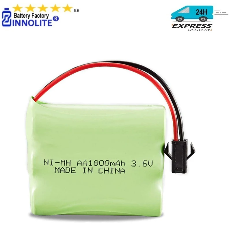 

Ni-MH 3.6V 1800mAh High capacity Battery Ultra Long Discharge Time SM Plug Rechargeable Battery Pack for RC Truck Cars Vehicles