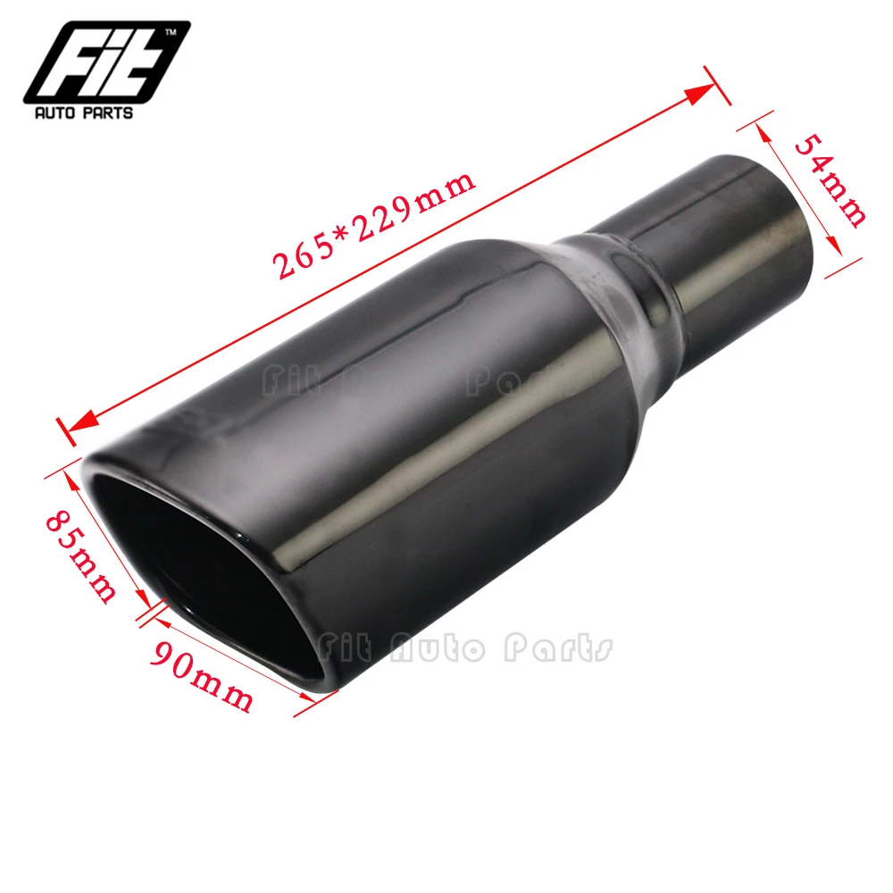 

Stainless Steel Car Exhaust Tip Interface 54mm Round Outlet 90mm*85mm Car Auto Muffler Tail Pipe Silencer Black