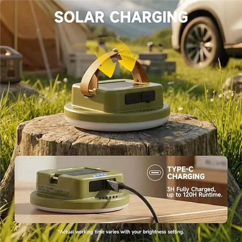 ABMR-Ultra Bright 2400LM Waterproof Solar Camping Lantern With Remote, 15000Mah Battery For Emergency Lighting(120HRS)