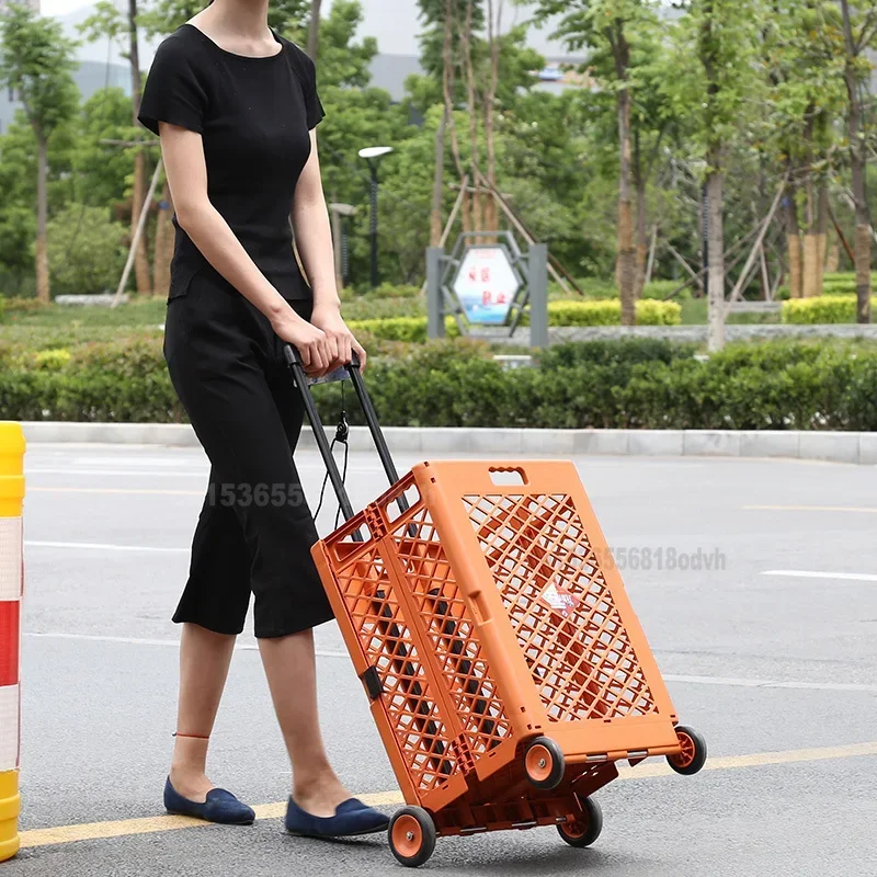 Folding Shopping Cart, Household Climbing Stairs Trolley, Supermarket Aluminum Alloy Cart, Thick Climbing Carrier