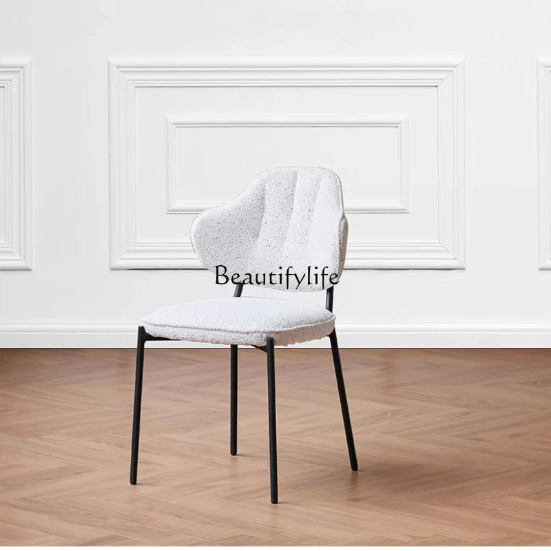 

French Cream Style Home Dining Room Dining Table and Chair Living Room Premium Single Soft Bag Backrest Chair