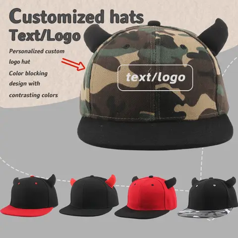 Custom Logo Men and Women Ox Horn Camouflage Baseball Cap Four Seasons Outdoor Shading Casual Adjustable Hip Hop Flat Edge Hat