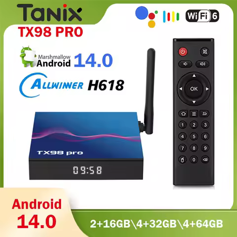 TX98 PRO Android 14.0 Smart TV BOX Allwinner H618 TV BOX 2.4&amp;5G Wifi6 4K 4G 32G 64G HDR10+ BT Smart Media Player Set Top Box