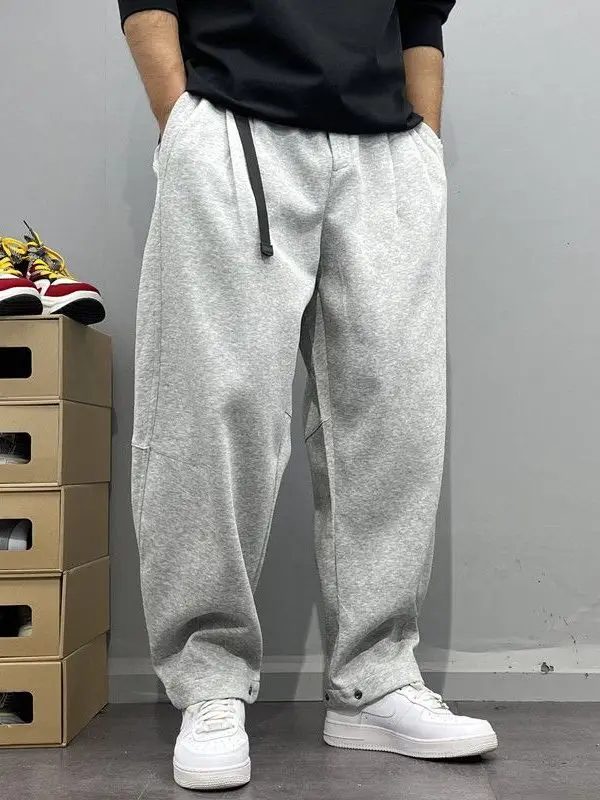 

High-End Straight Leg Knife Pants Men's Casual Elastic Waist Long Trousers Pure Color Spring Autumn New Sle Guangzhou Thirt...