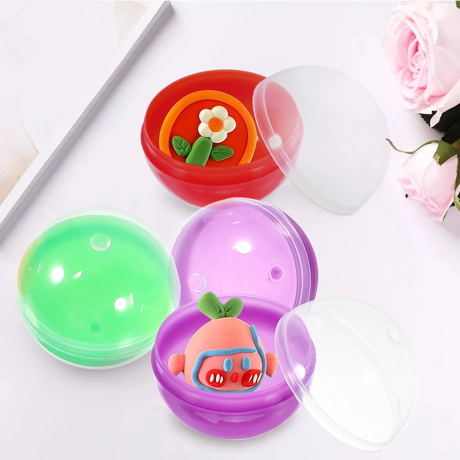 50 Pcs Toy Egg Machine Capsule Shell Fillable Ball Plastic Empty Chewing Gum Gumballs Vending Capsules Child