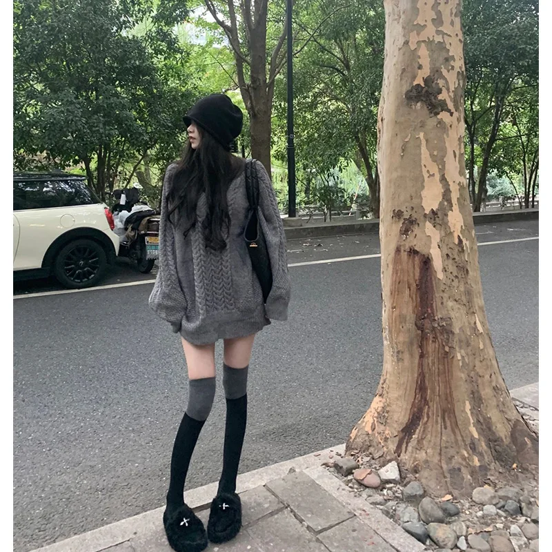 retro-knitted-sweater-women's-oversize-lazy-sle-mid-length-versatile-top-for-autumn-winter-new-arrival-faionable-casual-wear
