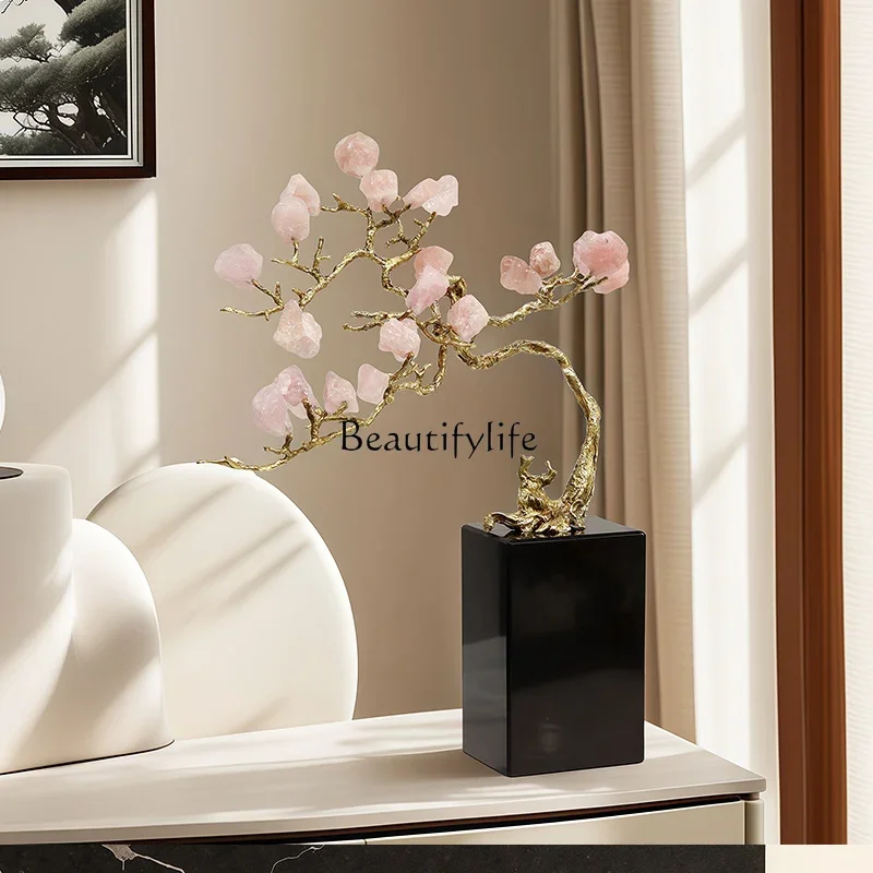 

yj5 Modern Light Luxury Green Stone Money Tree Ornament for Living Room Entrance TV Cabinet Decoration