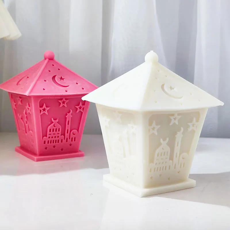 Star Moon Ancient Temple Lamps Candle Soap Silicone Mold 3D House Gypsum Tabletop Ornaments Photography Background Mould
