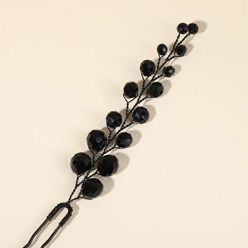 Black Crystal Hair Clip for Bride Wedding Hair Jewelry Accessories U Shaped Hair Sticks Women Cosplay Party Headpieces Hair Pin