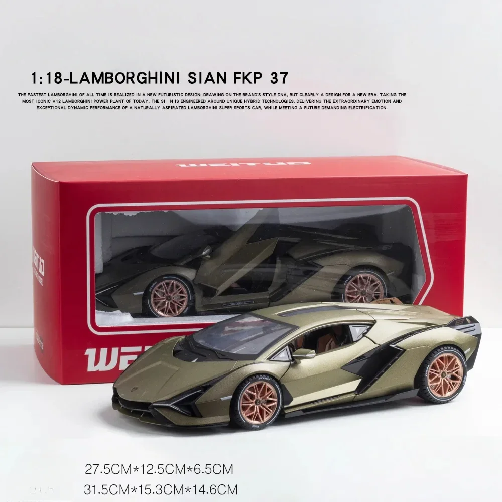 Modèle de voiture de sport en alliage moulé sous pression pour enfants, 1:18 Lamborghini, SIAN FKP, 37, collection de simulation, jouet en métal, cadeau, A245