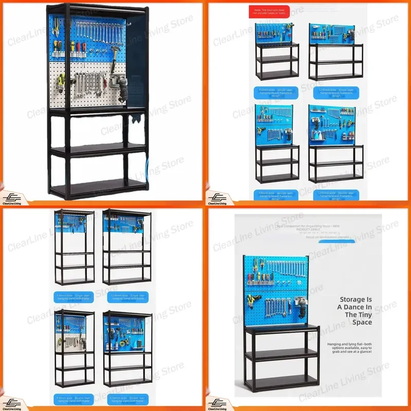 Metal Perforated Pegboard Back Panel Display Rack Stand for Hardware Tools Storage Slawtall Peg Board Organizer Shelf