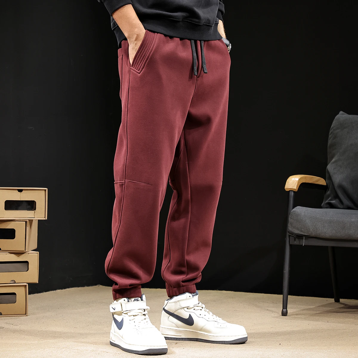 

Men's Fce Lined Knitted Sports Pants Autumn Winter Casual Harlan Trousers Loose Fit Elastic Waist mid Waist Faion Urban ...