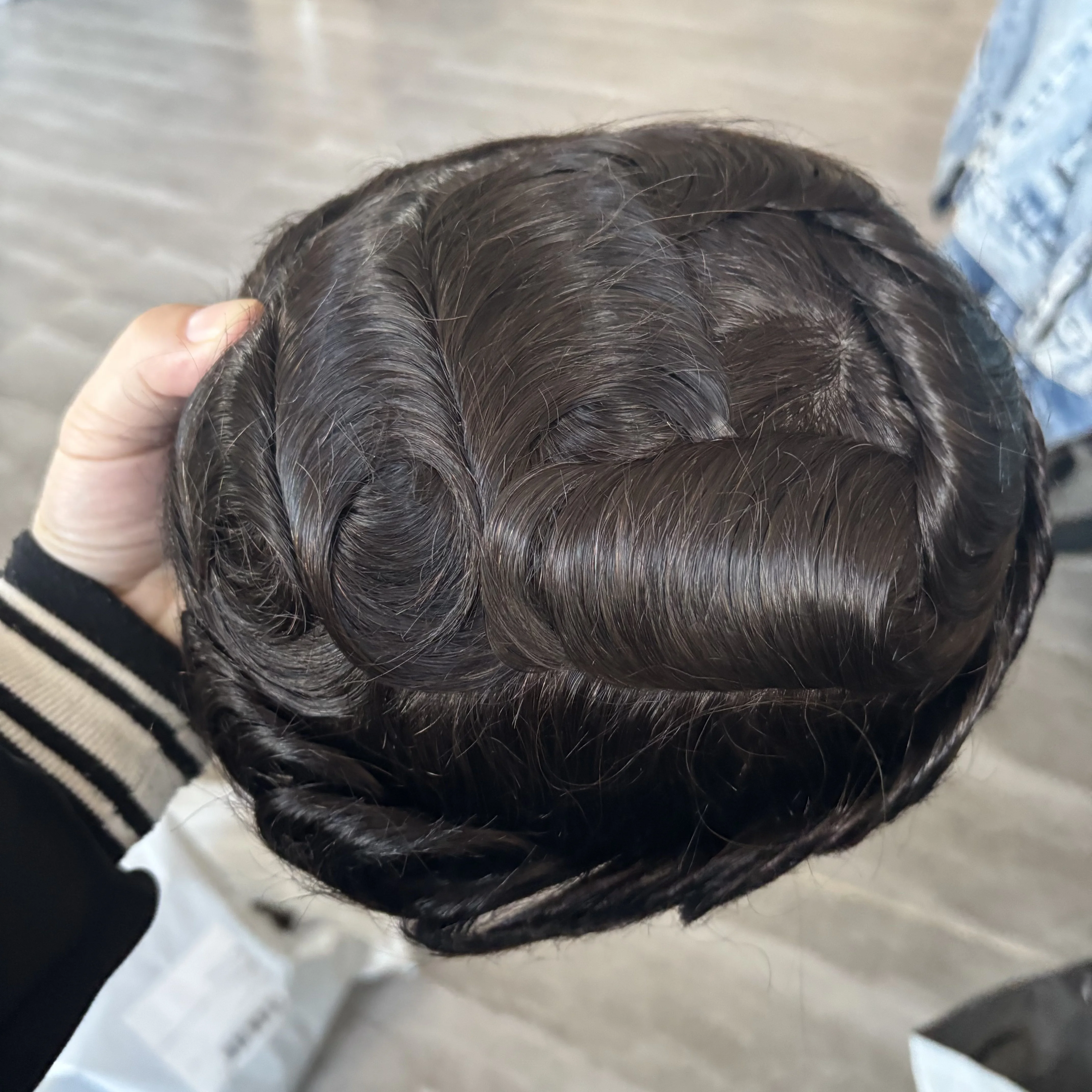 دائم بولي الجلد شعري طبيعي غير قابل للاكتشاف كامل الماس الحرير قاعدة وهمية فروة الرأس الرجال الشعر المستعار 100% نظام الشعر البشري الاصطناعية #5