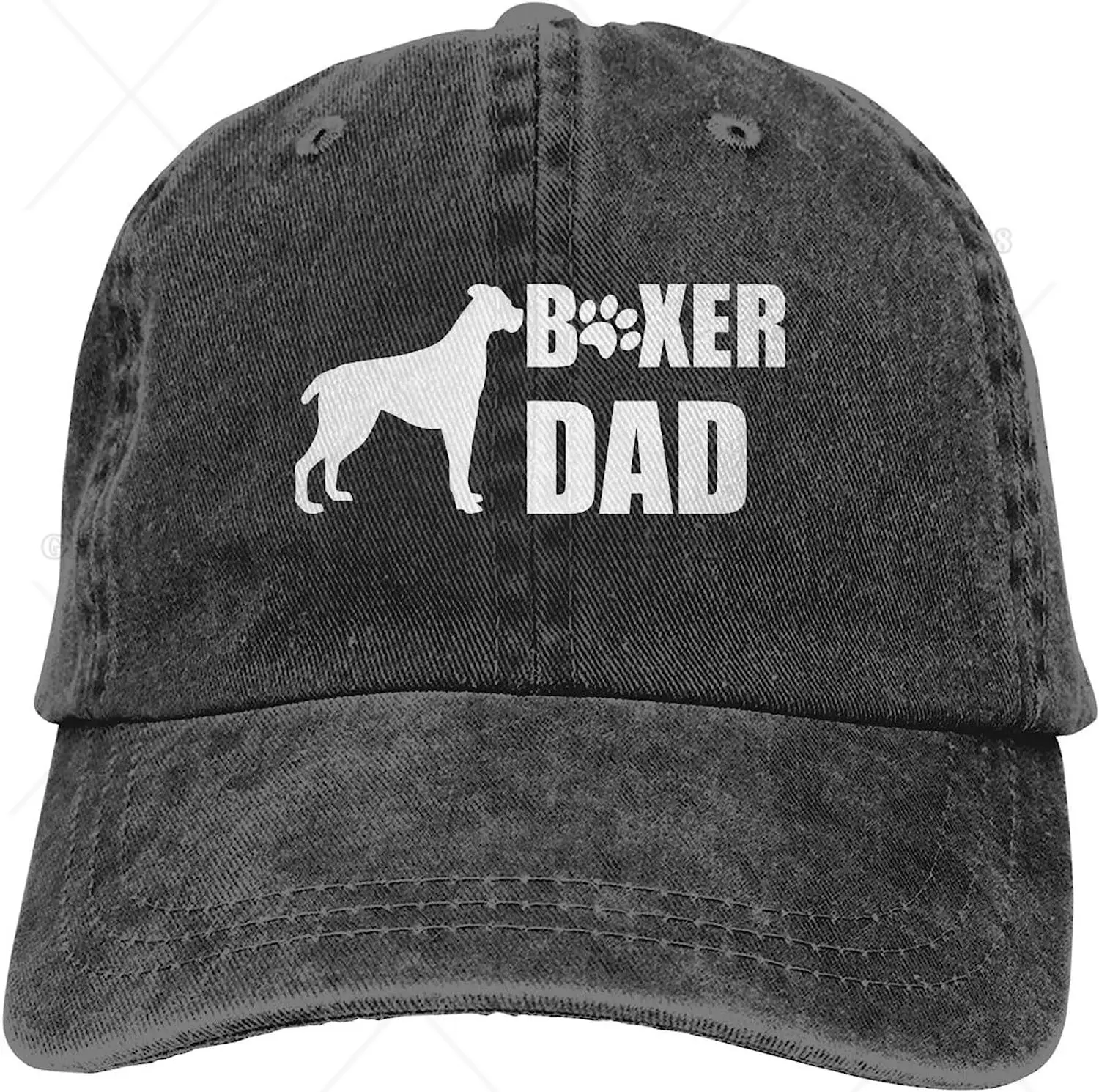 

Mens Dog Boxer Dad Ever Baseball Caps Vintage Denim Distressed Snapback Hats Four Seasons Casual Unisex One Size