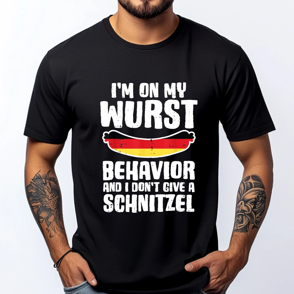 On My Wurst Behavior Dont Give Schnitzel Funny Oktoberfest Graphic Shirts Shirts Birthday