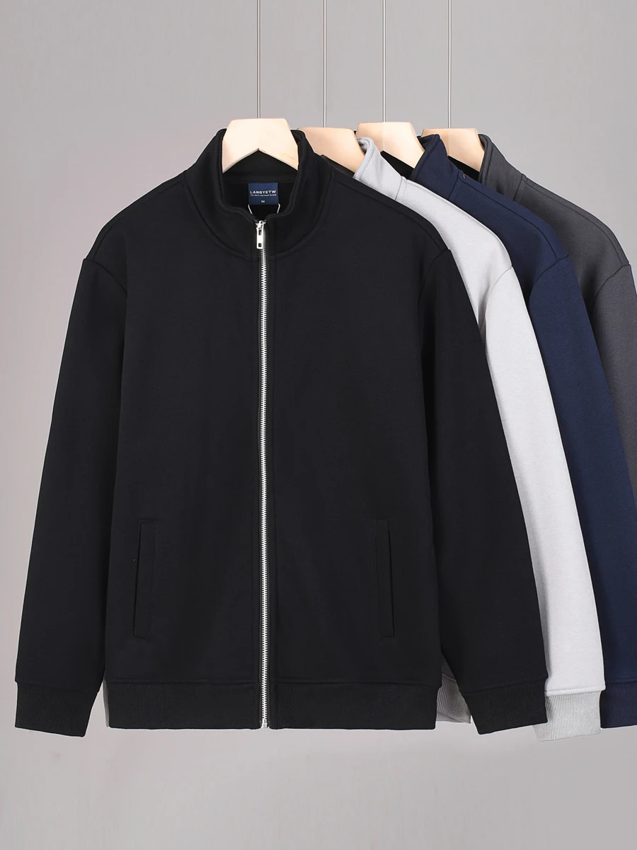 

Тяжелый вес, 0 г, сохраняющий тепло, теплая подкладка, свободная повседневная мужская толстовка с воротником-стойкой, модная осенне-зимняя верхняя одежда...