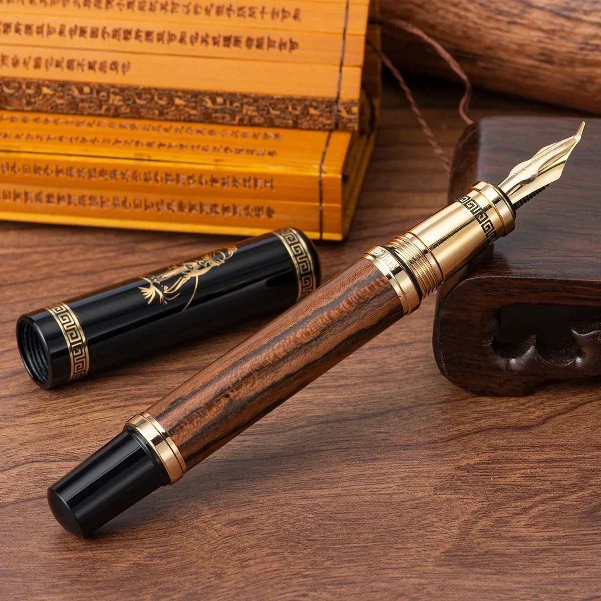 

New Duke 551 Wood Fountain Pen Calligraphy Bent Nib Big Size Metal Pen, Natural Wooden Handmade Writing Pen Gift