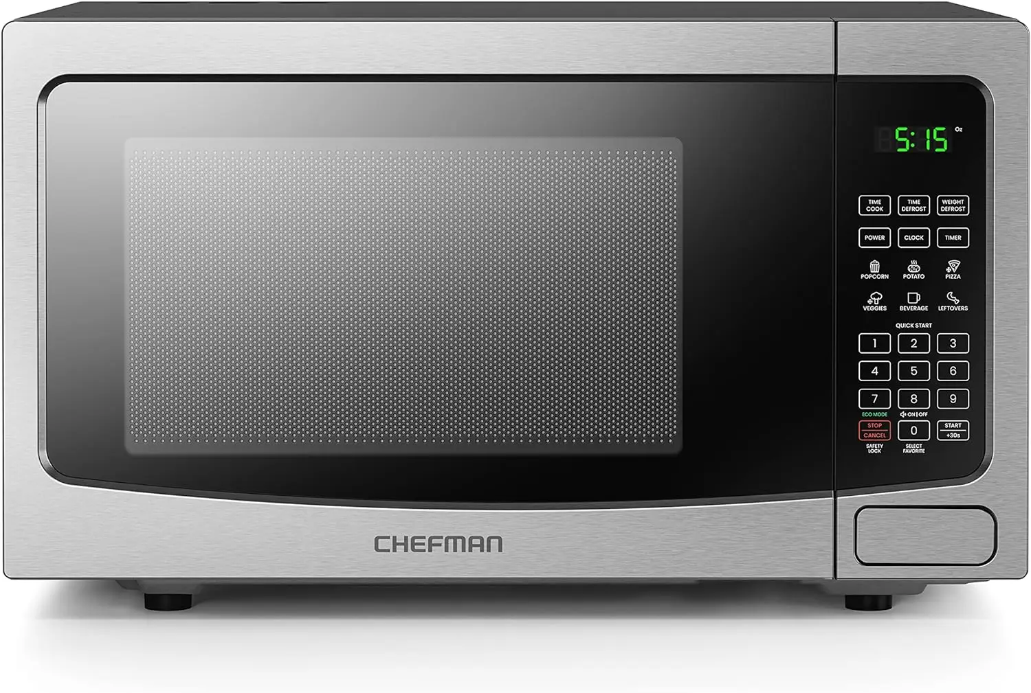 Chefman Countertop Microwave Oven 1.1 Cu. Ft. Digital Stainless Steel Microwave 1000 Watts with 6 Auto Menus,10 Power Levels,Eco