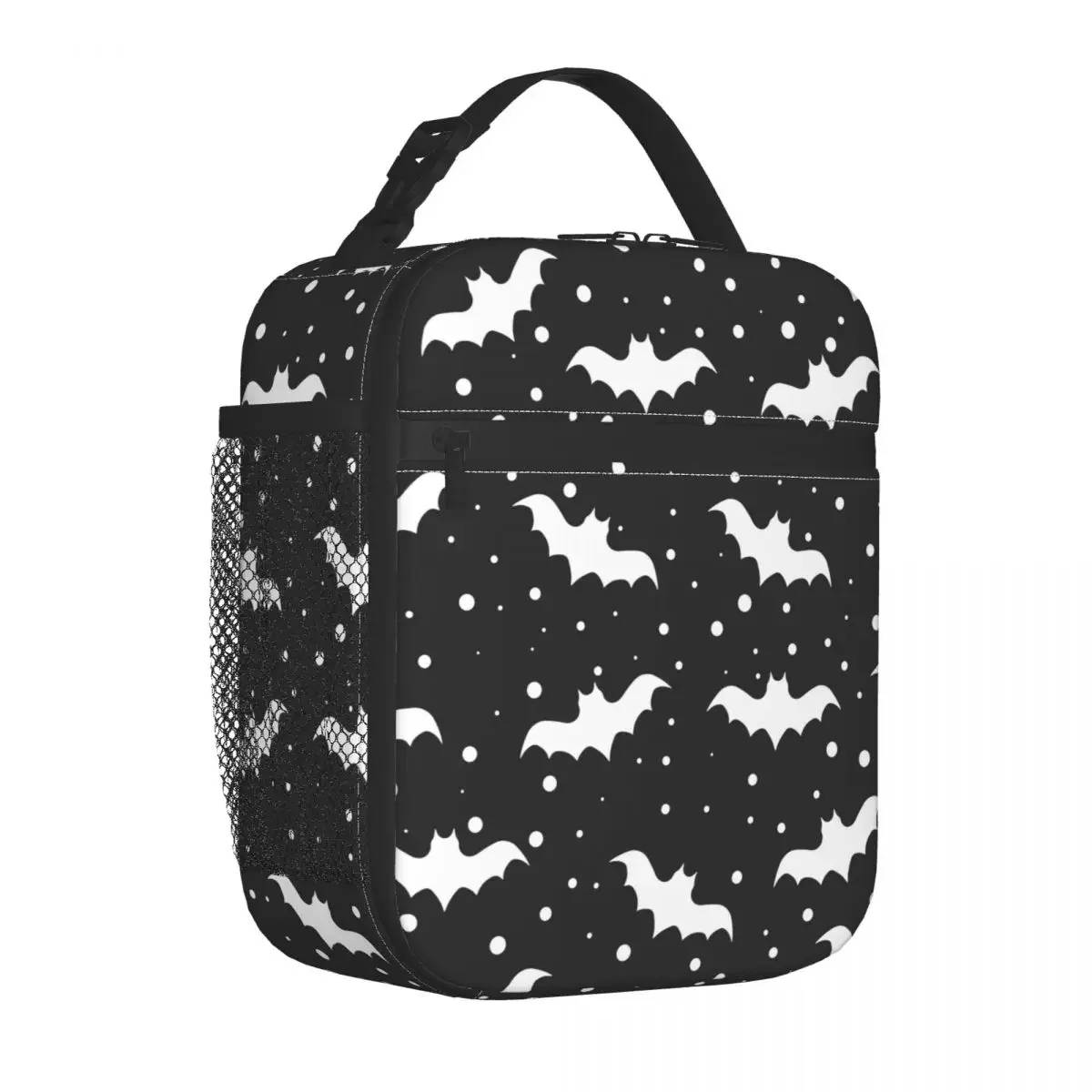 Bat Goth Happy Halloween Insulated Lunch Bag Portable Reusable Cooler Bag Lunch Box Tote School Travel Food Storage Bags