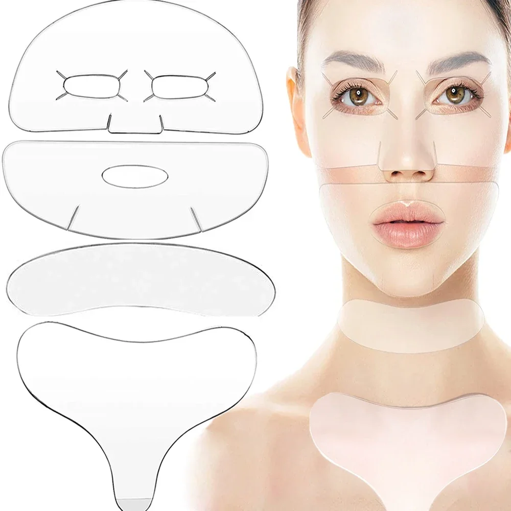 

Reusable Silicone Chest Pads Patch Silicone Wrinkle Neck Chest Pad Full Face Pad Set Cleavage Pad Eye Pad Women Girls Hook