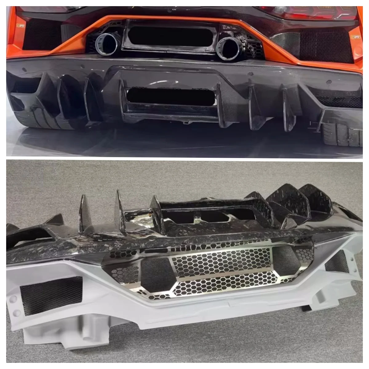 

Используется для Lamborghini Aventador LP700 LP750, обновленный комплект заднего бампера из углеродного волокна в стиле SVJ