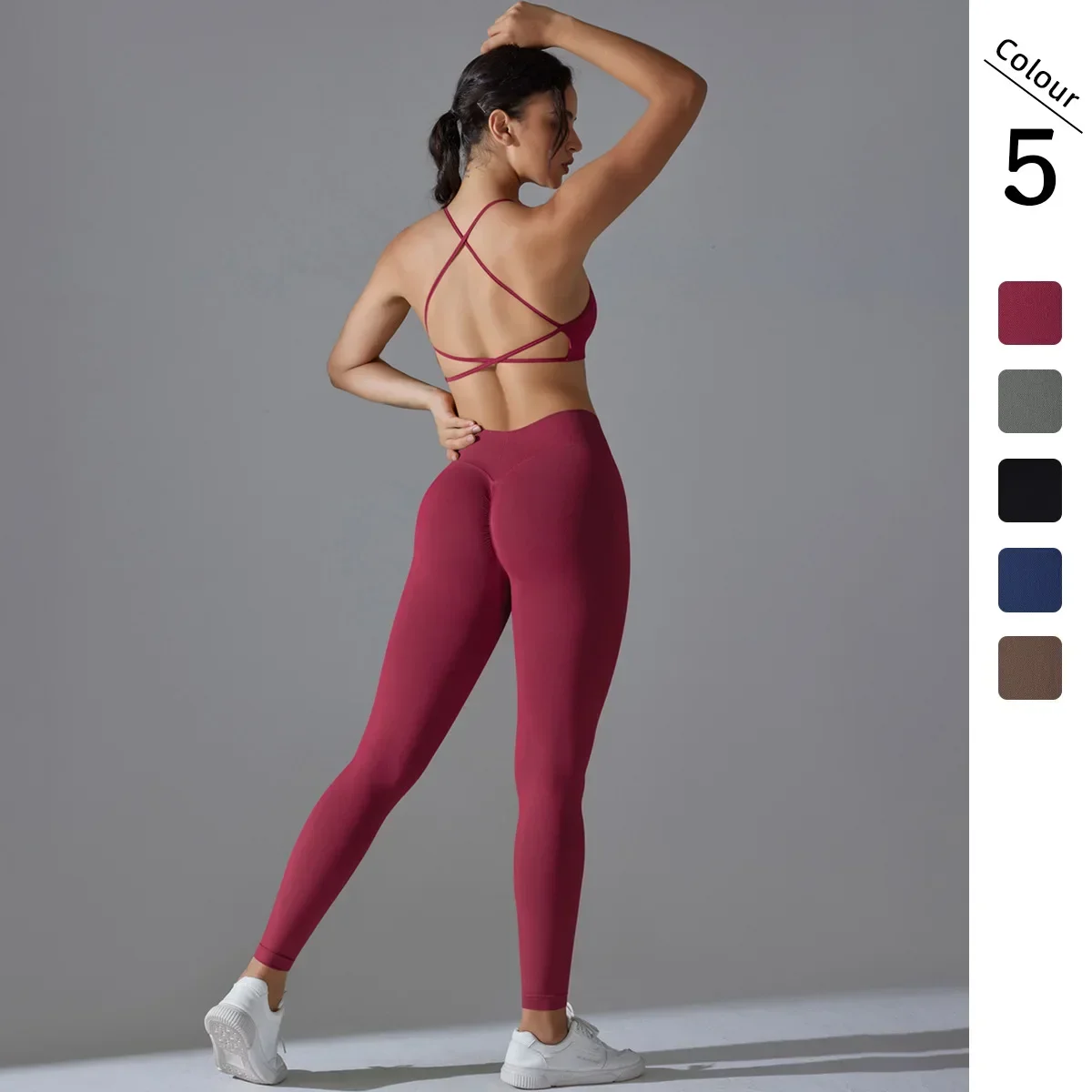 

Seamless Yoga Sets Sports Fitness Tight Hip-lifting Cross Back Sports Bra Yoga Suit Running Workout Gym Pants Sets for Women