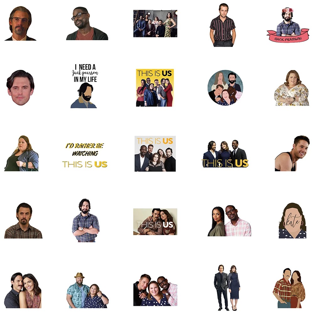 50pcs TV Drama This is us Character Stickers DIY Waterproof Graffiti Decals For Laptop Notebook Phone Guitar Decor