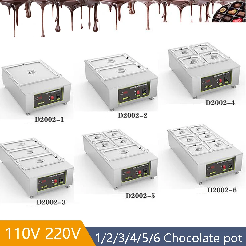 1 2 3 4 5 6 Tank Water Heating Small Electric Chocolate Heating Warmer Tempering Machine Chocolate Melter Melting Machine