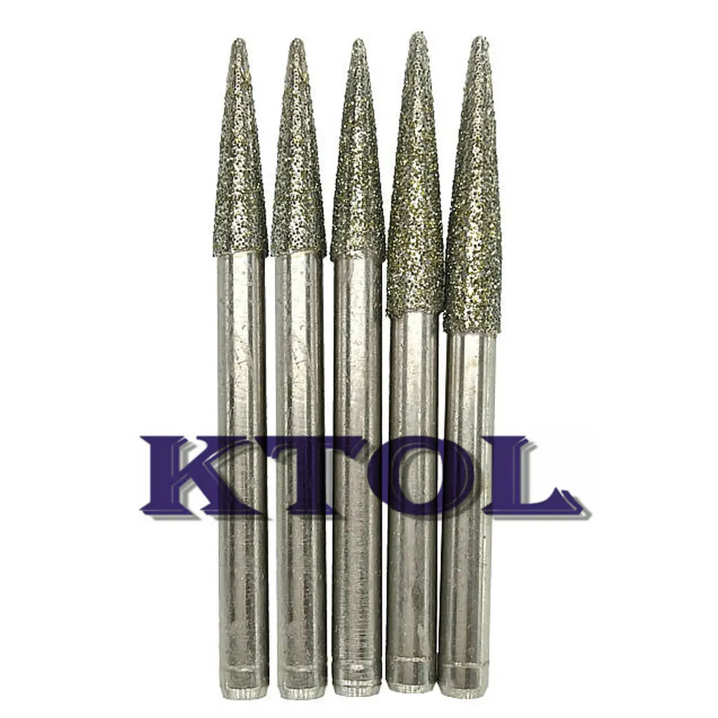 Kepala Gerinda berlapis elektro ujung bola Taper 10 buah jarum berlian CNC Router Bit alat mesin ukir halus giok bor ukir