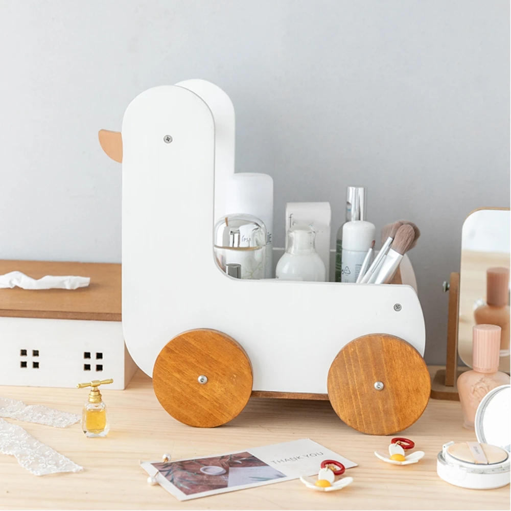 

Деревянный ящик для хранения с милыми животными, настольный органайзер, большая вместительная стойка для хранения, тележка для хранения уток для детей, декор для дома, комнаты, подарок