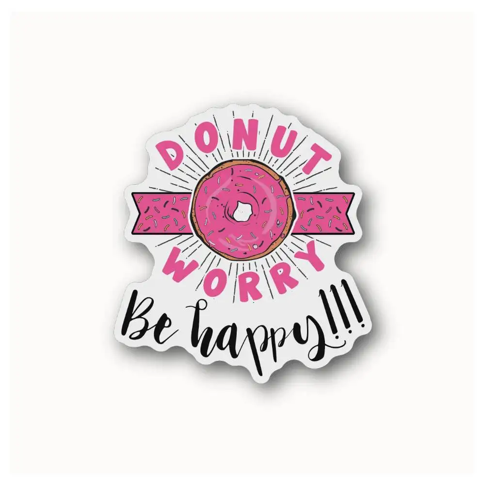 Donut Worry Be Happy Waterproof Stickers For Decorating Car Windows Motorcycles And Computers.