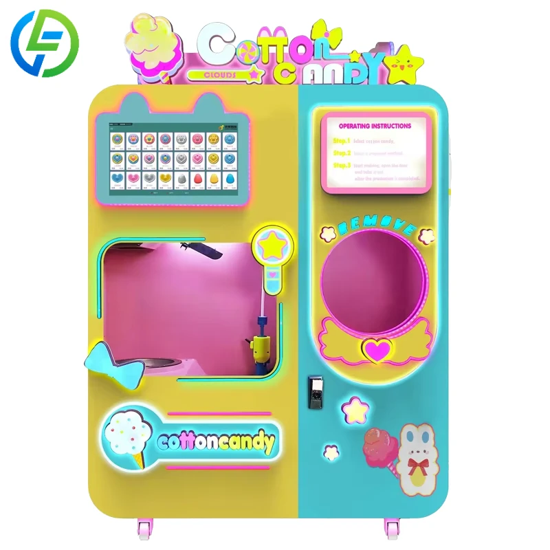 Customized Hygienic Cotton Candy Vending Machine Fully Enclosed Structure Avoid Dust Pollution Safe For Food Making