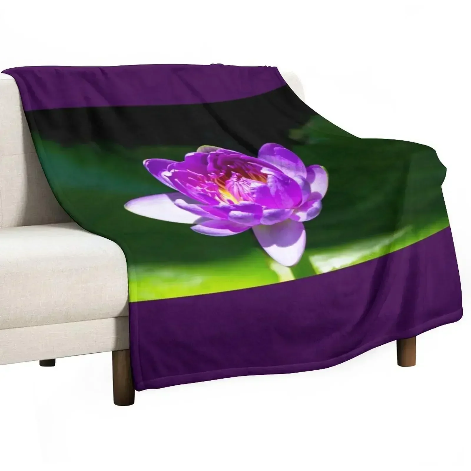 Purple Water Lily Throw Blanket Summer Beddings Bed covers Hairys Single Sofa Throw Quilt Blankets