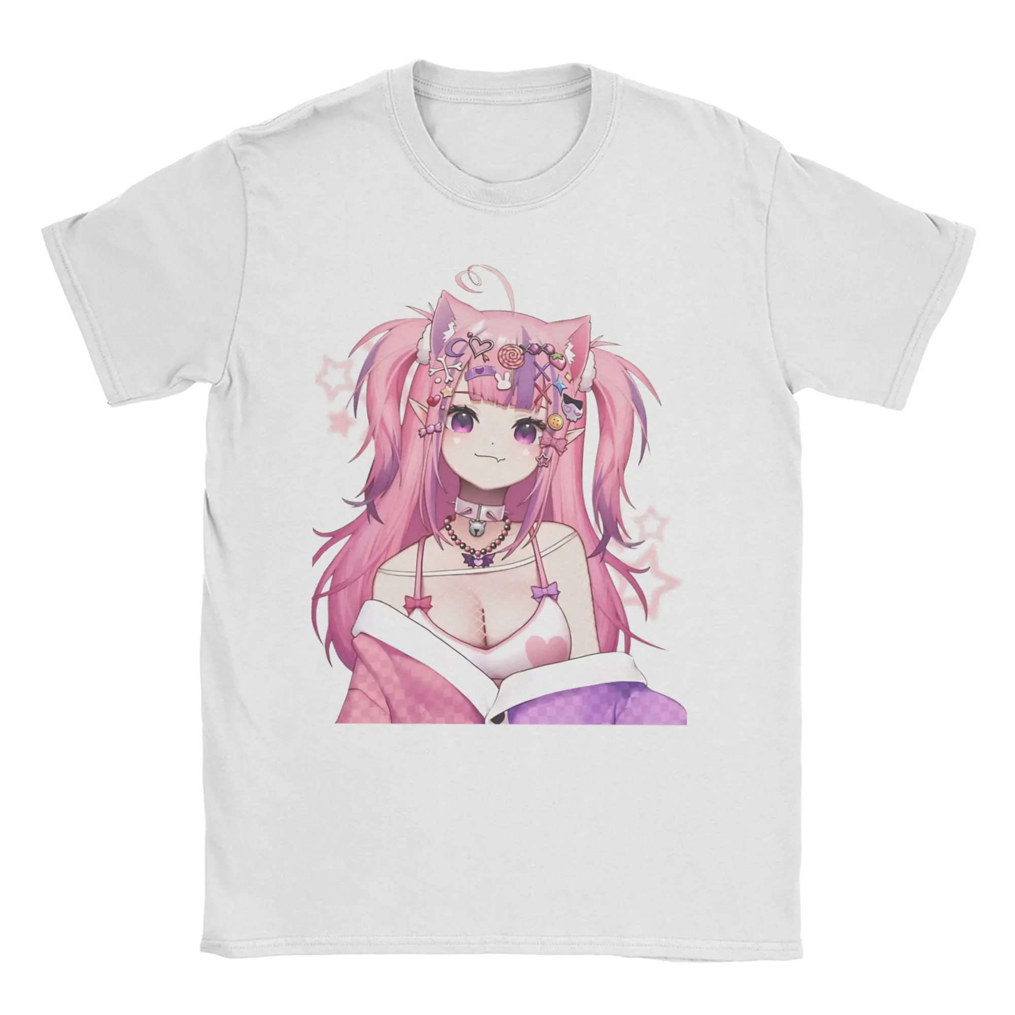 Men Women Ironmouse VTuber T Shirt Pink Cartoon 100% Cotton Tops Cool Short Sleeve Round Neck Tee Shirt Gift Idea T-Shirt