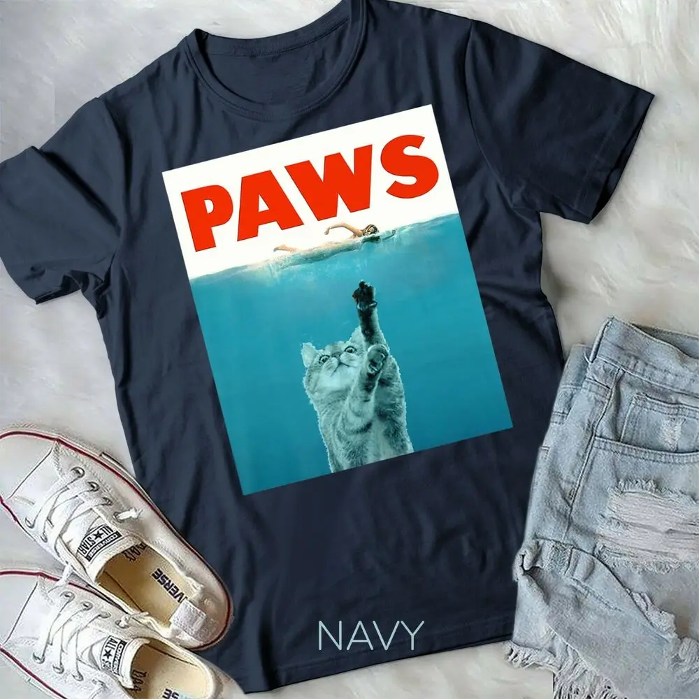 T-shirt unisexe Paws Kitten Meow, Parody Funny, Cat Lover Gifts, Form T-Shirt