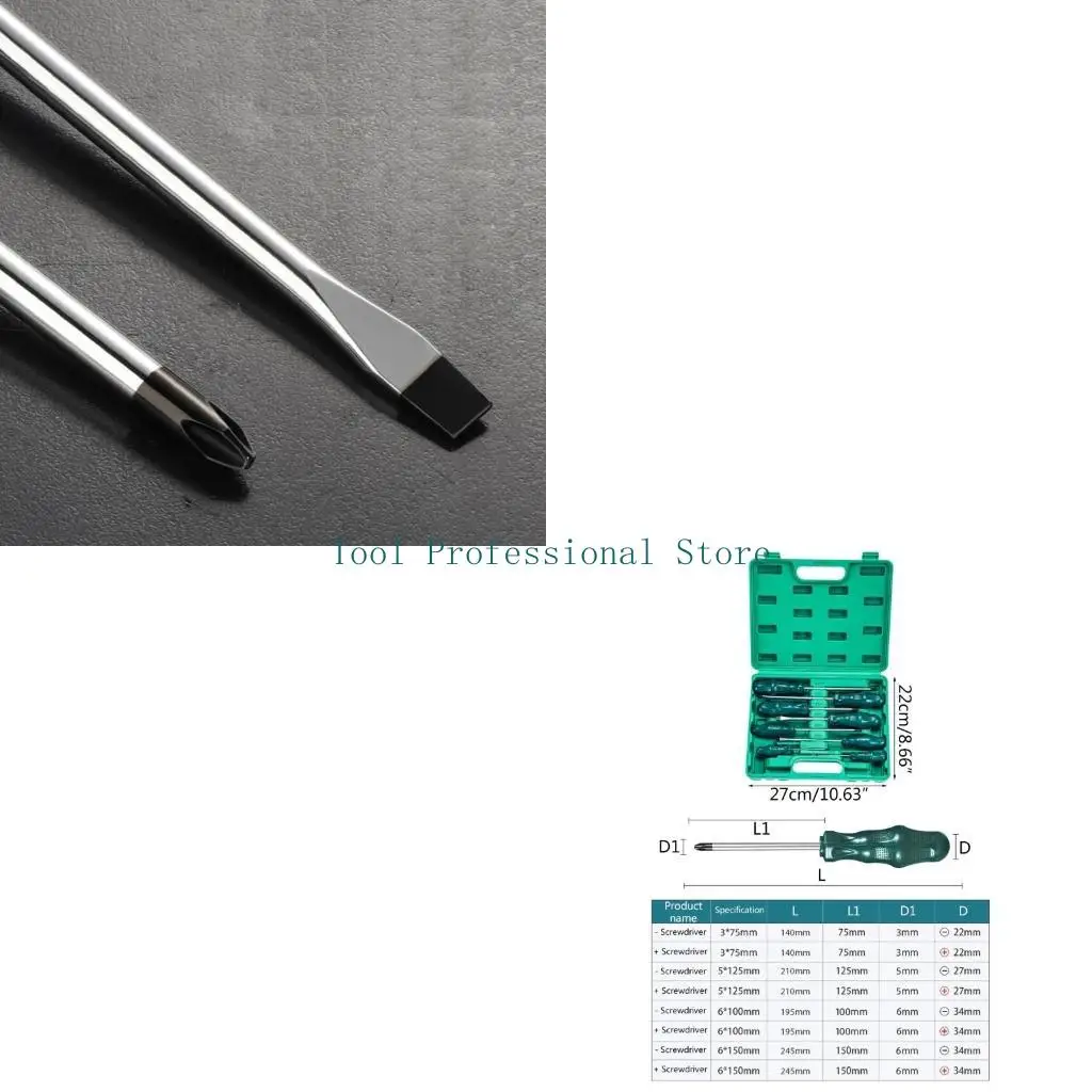 

57QF 8Pcs Screwdriver Set 4 and 4 Slotted Tip Professional Cushion