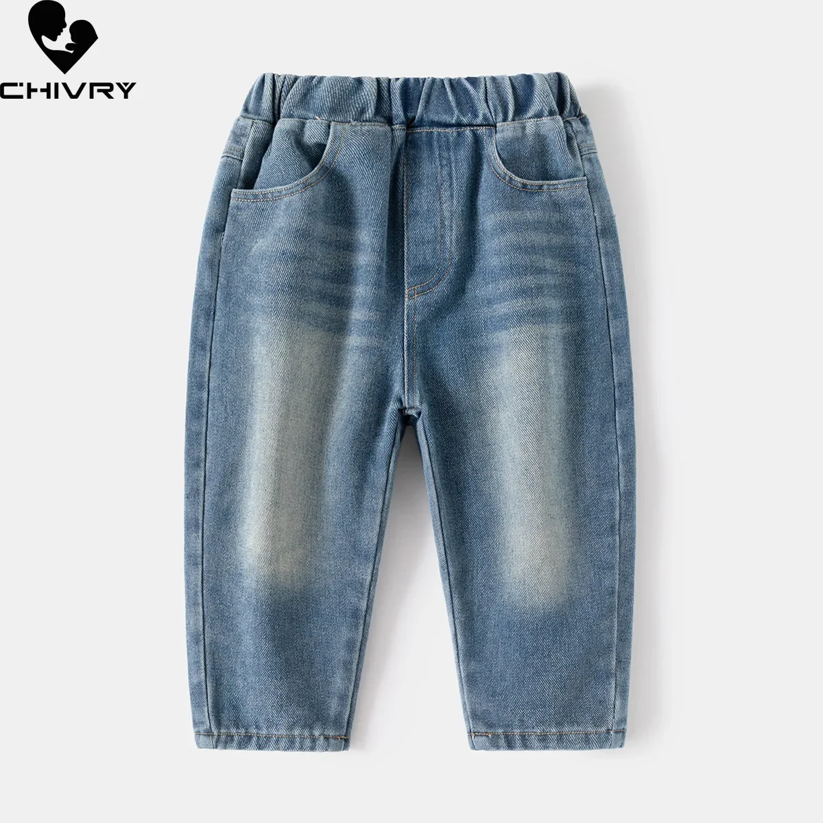 

New 2024 Kids Fashion Solid Loose Jeans Boys Classic Denim Long Trousers Pants Children Casual Jeans Spring Autumn Clothing