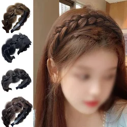 Women Girls Wig Headbands Braids Hairband Handmade Vintage Head Hoop Styling Headwear Modeling Accessory