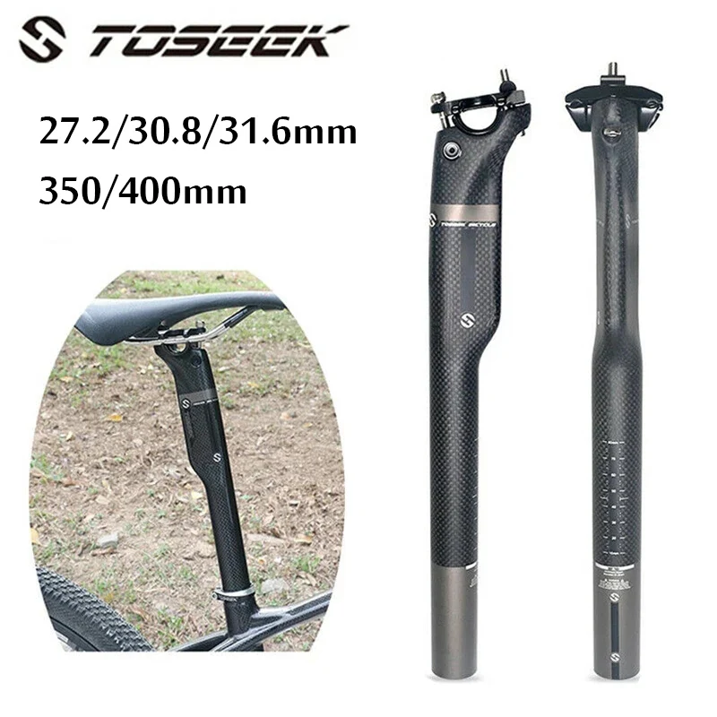 TOSEEK Carbon Fiber Seatpost 3k Matt Road Mountain Bicycle Seat Tube 27.2 30.8 31.6mm bike Seat Post 350mm 400mm MTB Parts