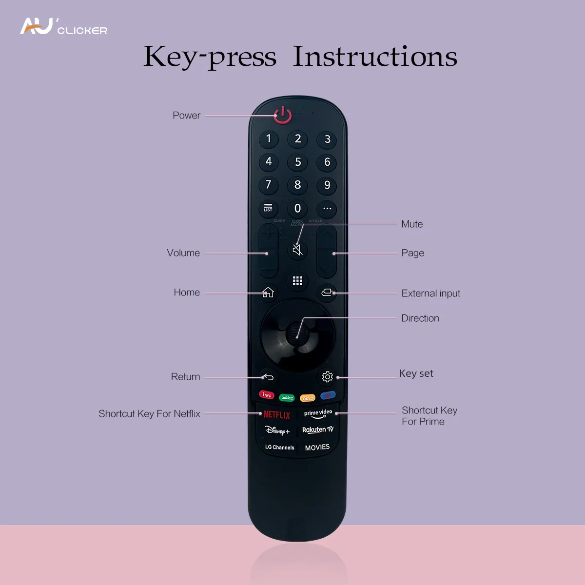 MR21IR Magic Replacement Remote for LG TV models  Universal remote compatible (no voice magic pointer function)