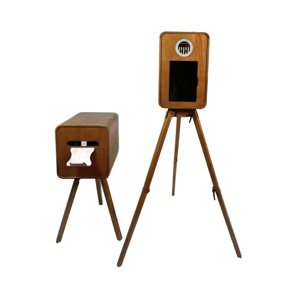 

18.5-inch Screen Wooden Lacquer Color DSLR Camera Photo Booth for Weddings, Wooden Retro Photo Booth for Weddings