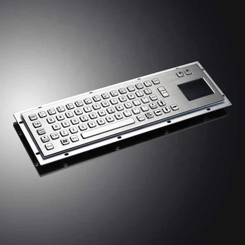 67 Keys IP65 Waterproof Stainless Steel Panel Mount  Rugged Keyboards Industrial Metal Keyboard With Touchpad